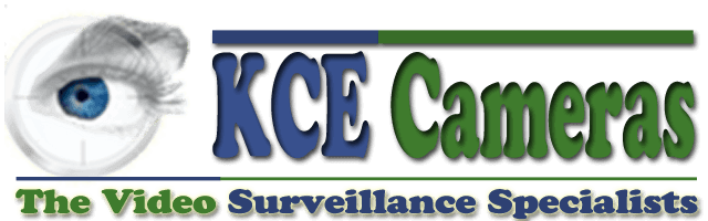 KCE Cameras Logo located at the top of the page. Design includes a human eye, to represent security and the words, KCE Cameras, The Video Surveillance Specialists.