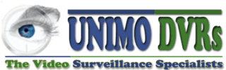 UNIMO DVRs Logo located at the top of the page. Design includes a human eye, to represent security and the words, UNIMO DVRs, The Video Surveillance Specialists.